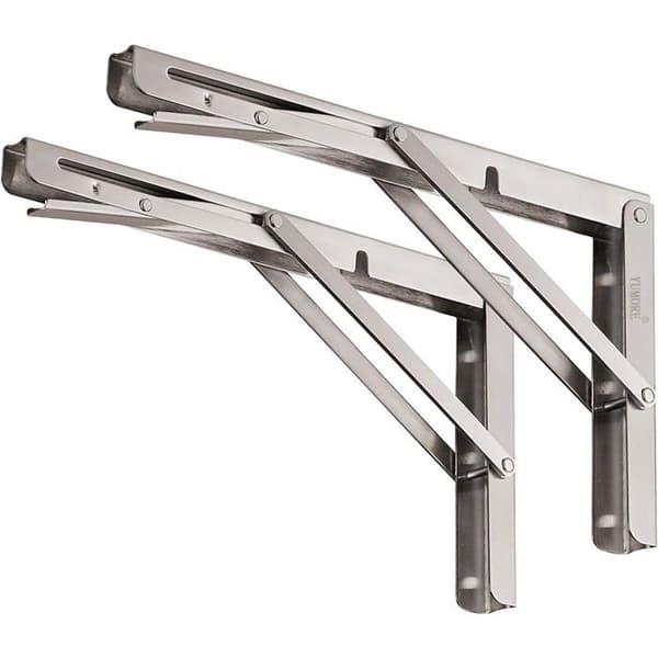 Sammenklappelig beslag - Sæt med 2 - Rustfrit stål - 150 kg bæreevne - Garage, køkken, kontor - 300x1