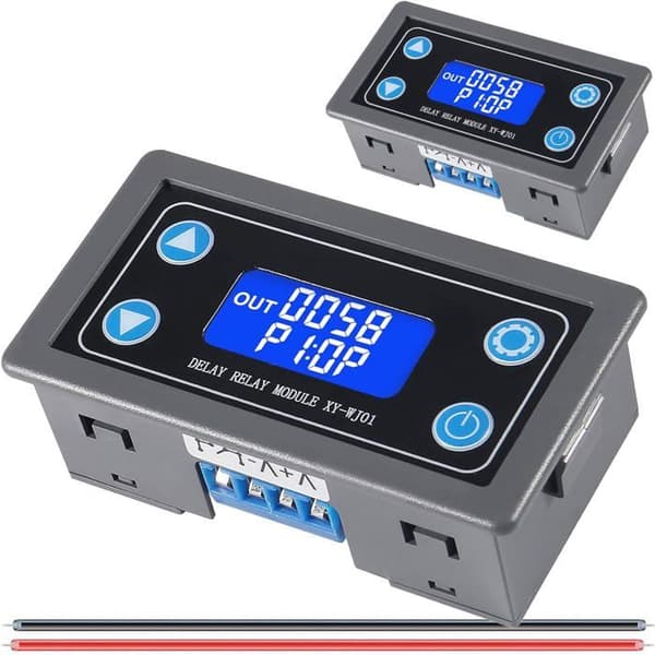 DC 6-30V Tidsforsinkelsesrelæmodul med LCD-display, justerbar digital timer (0,01s-9999min), beskyttelse mod omvendt oscillation
