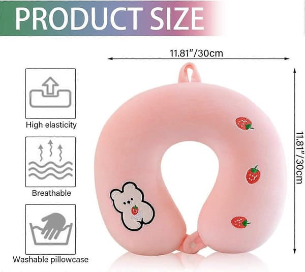 Resekudde Tecknad Djur Nackstödskudde 30 * 30cm Memory Foam Nackkudde U-formad Elastisk Barnreskudde