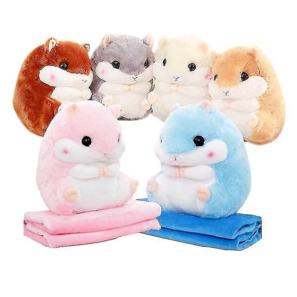 Søde plys hamster tøjdyr med tæppe pink With Blanket