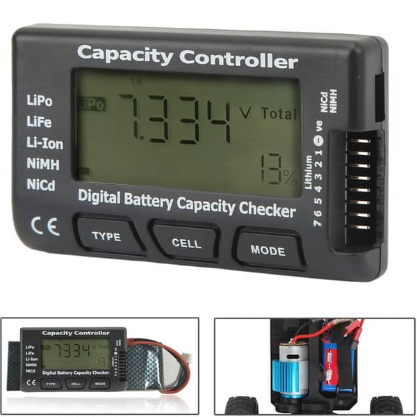 Batterikapacitetscontroller, spændingstester, digitalt display, til Li-ion, NiCd og NiMH batterier