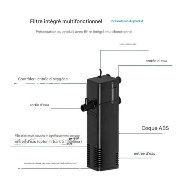 Intern nedsenkbar filter - 220V - 3W - 300L/T - Stillegående og økonomisk