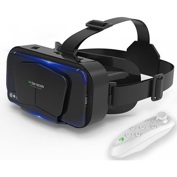3D VR Virtual Reality Briller, Nyd de Bedste Spil og Videoer (med Bluetooth Controller), Kompatibel 5 Tommer - 7 Tommer