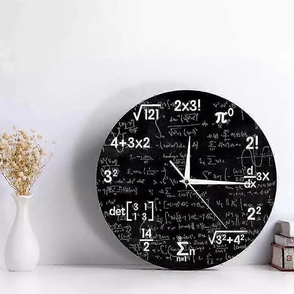 Matematisk väggklocka, matematikklocka, för barn matematikformler ikoner väggklocka klassrumsdekor, present till