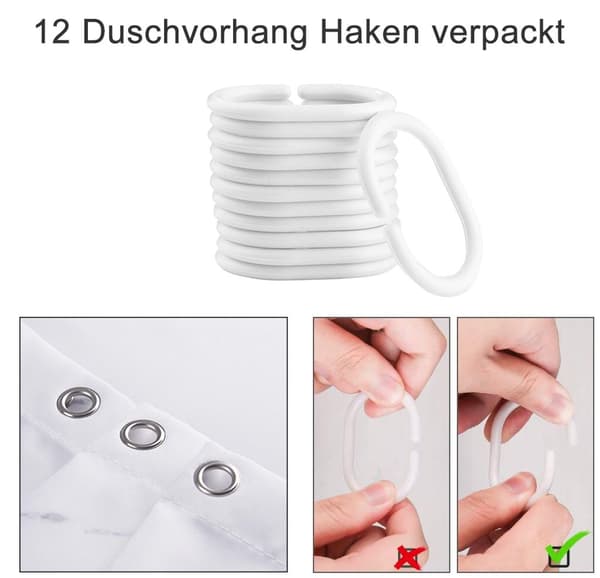 Tryckt Tyg Duschdraperi 180x200cm med 12 Krokar Marmor