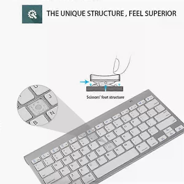 2.4g trådløst tastatur og mus, ergonomisk, bærbart i fuld størrelse, USB-interface, high-end mode sølvhvid Style A