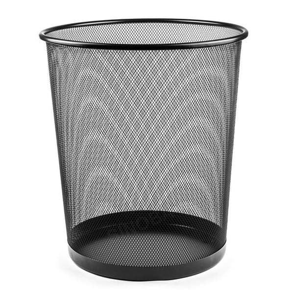 Svart trådkurv, 18L, solid papirkurv, åpent design for kontor og stue