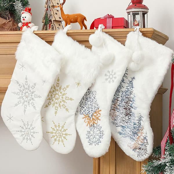 4 stk julestrømper til peis, julestrømper, julepynt til Navidad juletrepynt