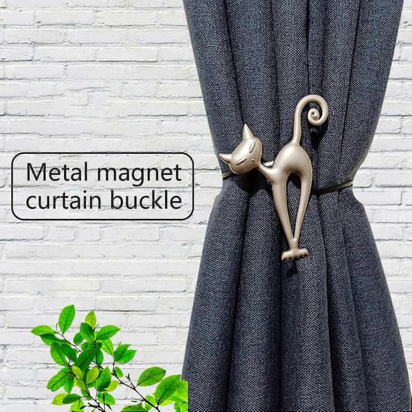 Gardinbånd Magnetisk Bred Anvendelse Legering Katteform Mini Draperi Holdback Husholdningsartikler Green Patina