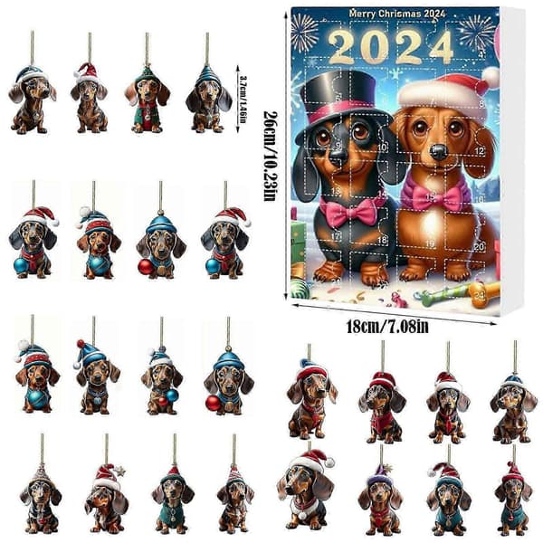 Nytt 2024 julekalender samleobjekt morsomt hundesett