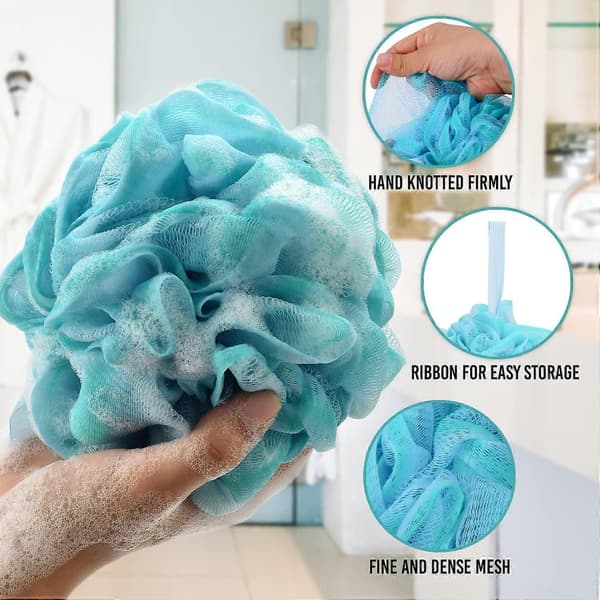 Loofah Exfolierande Badsvamp 60g/PC Extra Stor Duschpuff, Kroppspuff, Duschsvamp, Duschscrunchie Set om 4