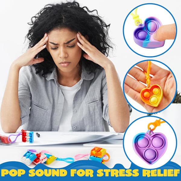 Fidget Pop it leksaksset – Nyckelring pop fidget leksaker i bulk som kalaspresenter för barn – Välj form och kvantitet Heart-shaped 30pcs