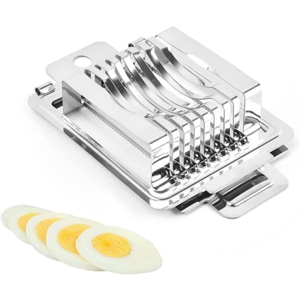 Eggkutter i rustfritt stål, eggdeler i metall, multifunksjonell eggkutter, for kutting av posjerte egg, kokte egg, andeegg osv.