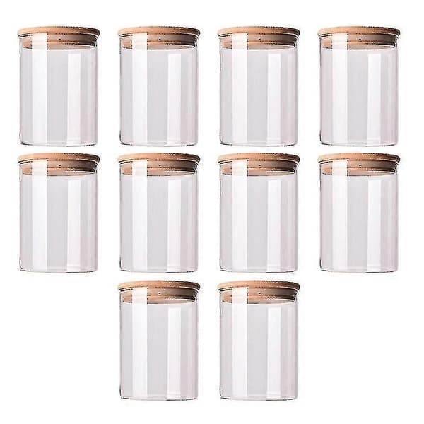 10 st bambu trälock glasburk lufttät behållare köksförvaringsflaskor burkar matbehållare te C