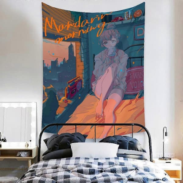 Wekity Anime Gobeläng Estetisk Konst Hem Bakgrund Tyg Dekor Present Boho Gobeläng för Vardagsrum Sovrum Dekor (614-10, 29 x 38 tum)