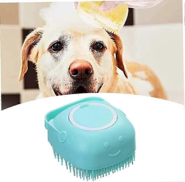 Kæledyrsshampoo Børste Badebørste Silikone Massage Dispenser Til Kat Hund Blå