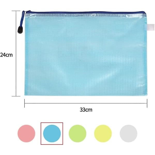 Plastlommer, Almi 10 stk A4 Zip plastlommer Låsbar pose Nett Dokumentmappe Gave