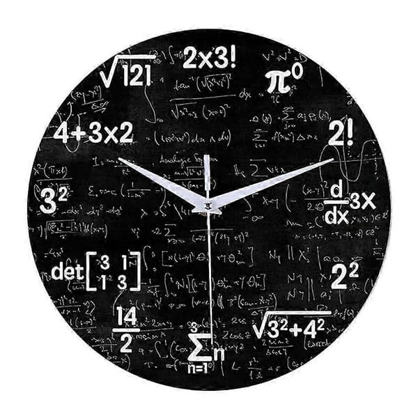 Matematisk väggklocka, matematikklocka, för barn matematikformler ikoner väggklocka klassrumsdekor, present till