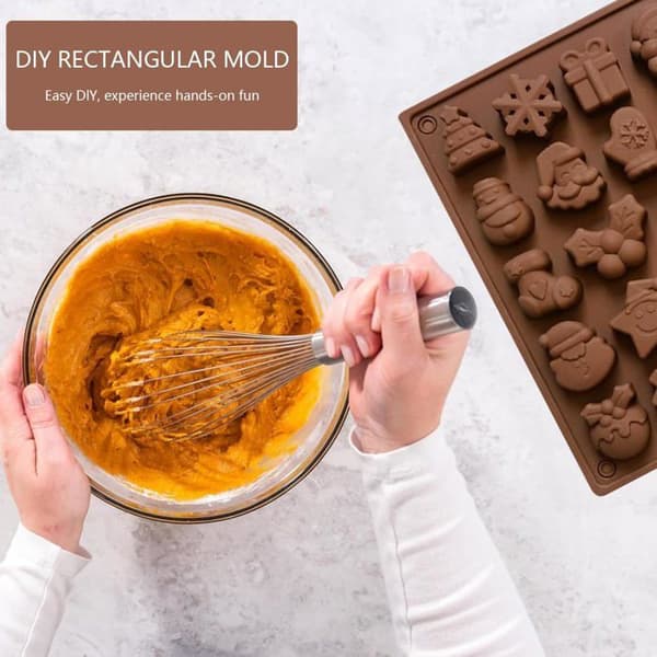 2-delt julechokoladeformssæt, 25 silikone juleslikforme, non-stick kageform (juletema)