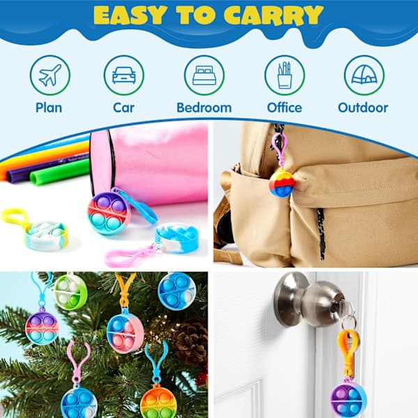 Fidget Pop it legetøjssæt – Nøglering pop fidget legetøj bulk festgaver til børn – Vælg form og mængde Round 12pcs