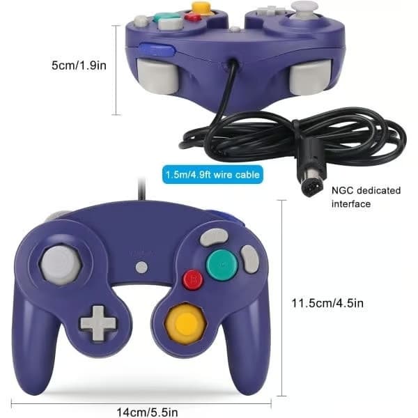 GameCube-kontroller, 2-pack, klassiska spelkontroller med vibrationsspakar.