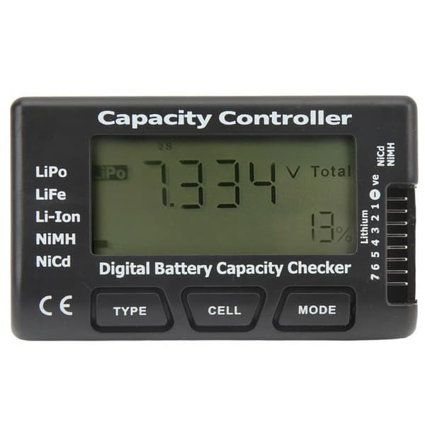 Batterikapacitetscontroller, spændingstester, digitalt display, til Li-ion, NiCd og NiMH batterier