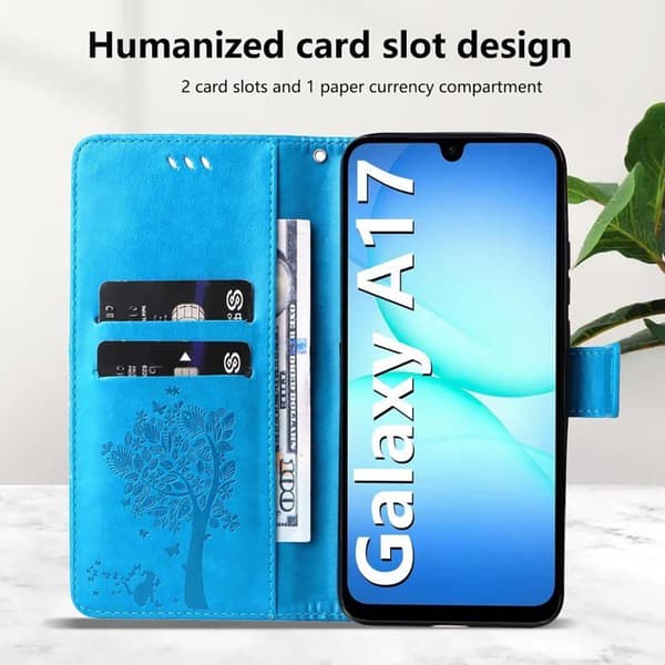 Samsung Galaxy A17 Plånboksfodral - PU-läder - Flipfodral - Kortplatser - Stativ - Blå