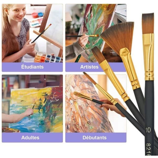 Akrylpensel - Fin kunst nylon glat spids pen - Til akryl- og akvarelmaling