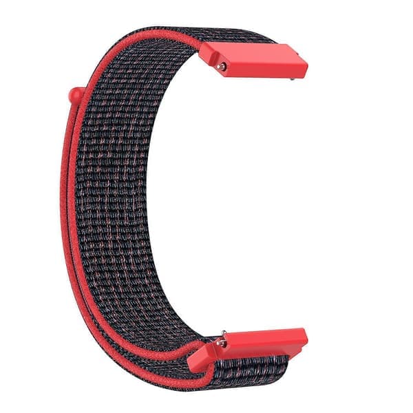 Højkvalitetsrem til Garmin Forerunner 265S/255S/Venu 2S, 18 mm universal justerbar urrem i nylon sort rød