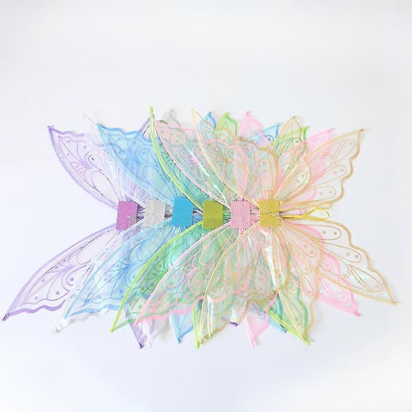 Fevvinger for voksne og barn, sommerfuglfevinger, glitrende, lette fevinger Silver gilding