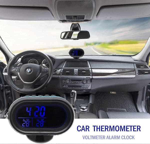 Multifunksjonell LCD elektronisk biltermometer temperatur vekkerklokke