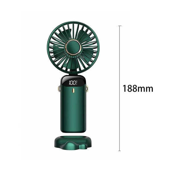 Udendørs Mini Håndholdt Ventilator Dobbelt Batteri Support 5 Gear Vind Ventilatorer Til Udendørs Indendørs Camping Vandreture Green