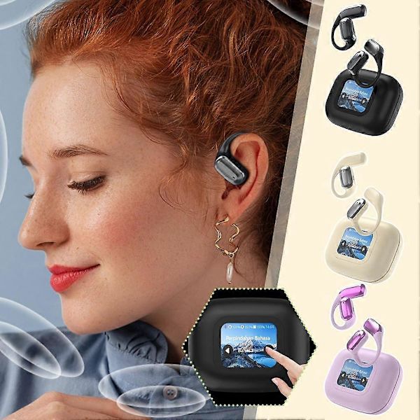 Trådløst Bluetooth-headset Støjreducerende LED-farveskærm Touch Earrings