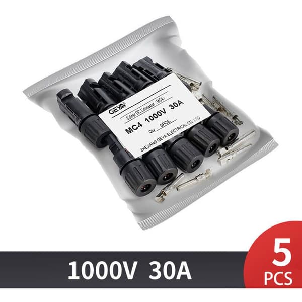 5-pack MC4 solcellskontakter, hane/hona-kontaktmontering, 1000V 30A