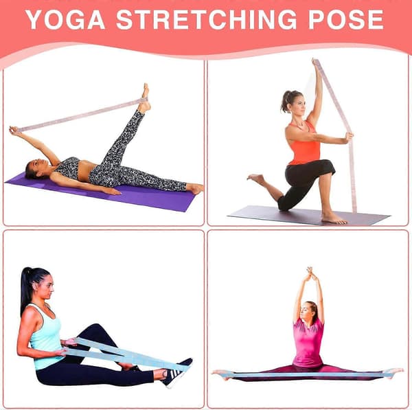 Elastisk Yogarem med Öglor, Pilates Stretchband, Elastiska Träningsband, Bensträckningsrem, Stretchmotståndsband