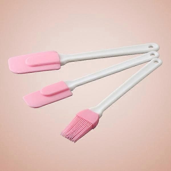 Sett med slikkepott og pensel - 3 deler rosa