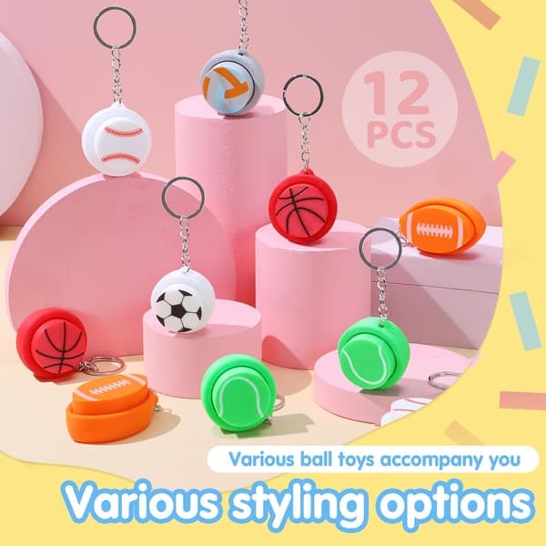 Sportsbold Fidget Clicker – 12-pak 3D-printet sensorisk nøglering til stress og autisme