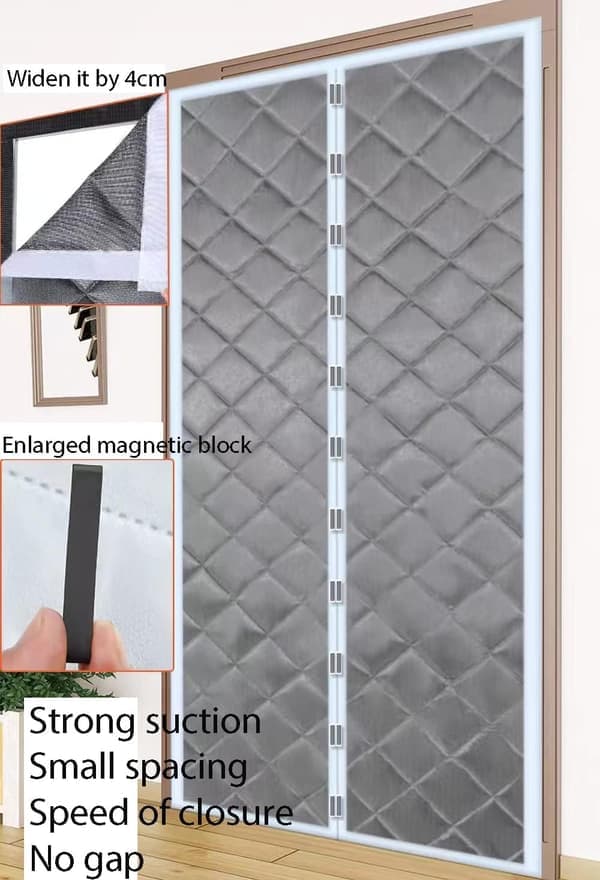 Magnetisk Termisk Isolert Dørgardin 100 x 200 cm, Solid Tykk Dørskjerm, Grå (100×210) 100*210cm 100*210cm