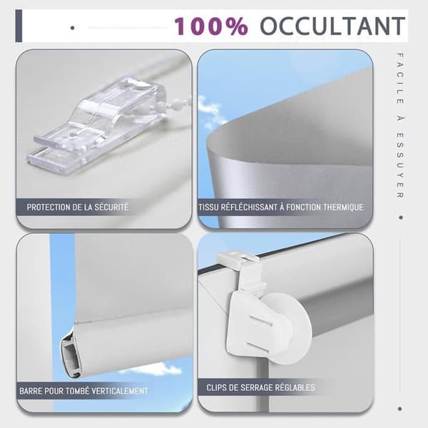 Mørkleggende Rullegardin - 1 Stykke - Hvit Polyester - Termisk Isolasjon - Soverom og Stue - 55x1