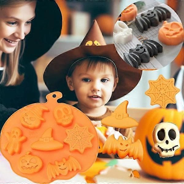 Halloween Silikone Slikforme, Halloween Græskar Spøgelse Flagermusforme, DIY Slik Gelé Cupcakes Kageforme til DIY Bagning