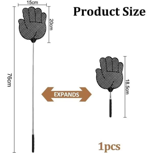 Teleskopisk fluefanger - 1 enhet - Solid plast - Håndtaket kan forlenges opp til 76 cm - Int