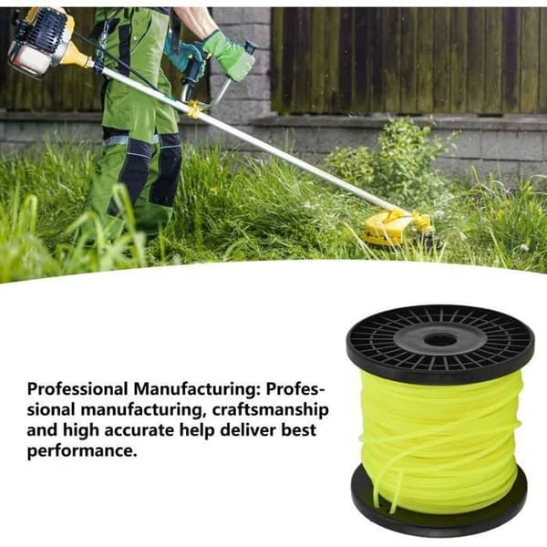 Professionel nylontrimmertråd, velegnet til de fleste plæneklippere, gul (50 meter, 3 mm tråd)