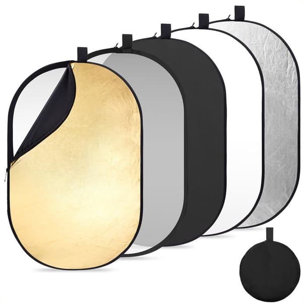 5-i-1 Fotoreflektor - 100x150cm - Vikbar Nylon - Ljusdiffusor - Utomhusporträtt