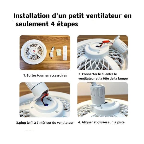 Ventilert lyskilde E27 LED dimbar 1200 lm, 3 hastigheter, fjernkontroll, timer, gul