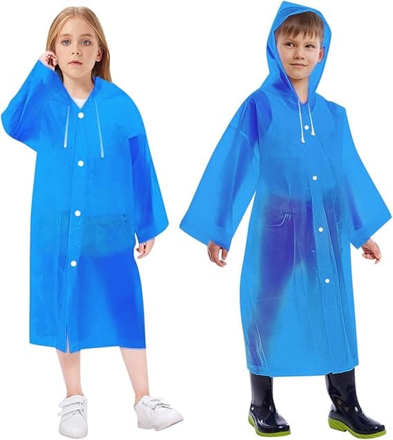 1 STK Barne-regnfrakk for jenter og gutter, bærbar regnfrakk regnponcho for barn vanntett Blue