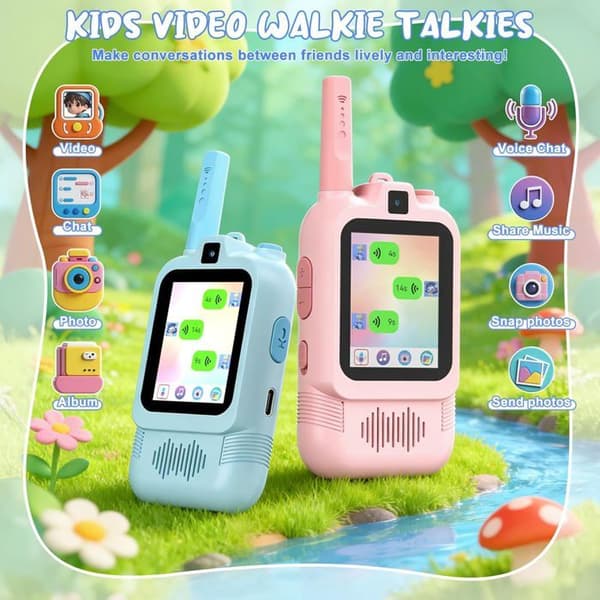 Set med 2 Video Walkie-Talkies - Dubbla Kameror - ABS - USB-C Uppladdningsbara - Barn 3-12 År