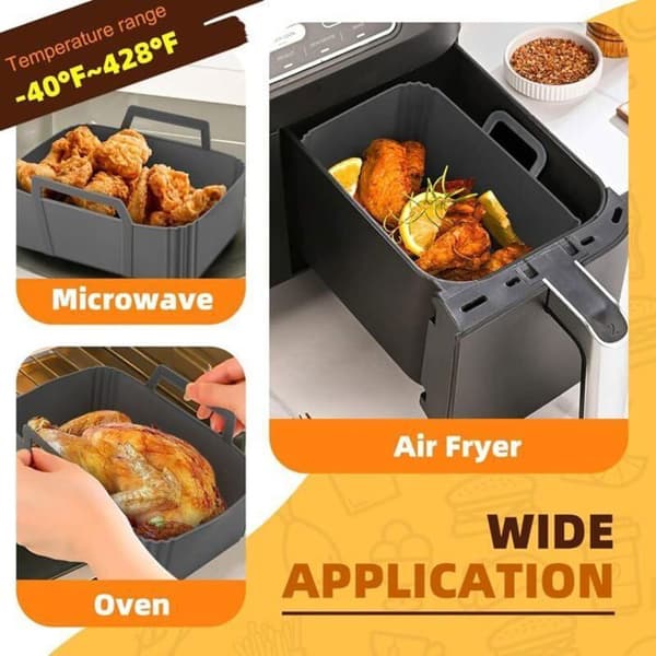 2 stk. silikone tilbehør til airfryer, oliefri airfryer varmluftfrituregryde genanvendelig silikone bagepapirkurv