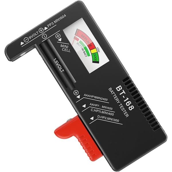 Universell batteritester - 1 stk - Digital - For AA AAA CD 9V - Spenningskontroll - Kompakt