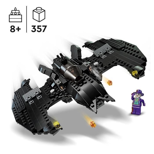 LEGO® DC 76265 Batwing: Batman vs. Jokern, ikonisk filmleksak från 1989 med 2 minifigurer Svart