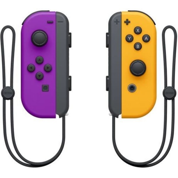 Ett par Neon Purple &amp; Neon Orange Joy-Con-kontroller för Nintendo Switch